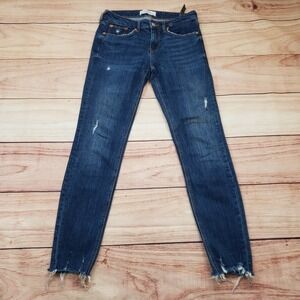 Zara Jeans Womans 4 Distressed‎ Hem Skinny Ankle Dark Wash Denim Casual Ladies